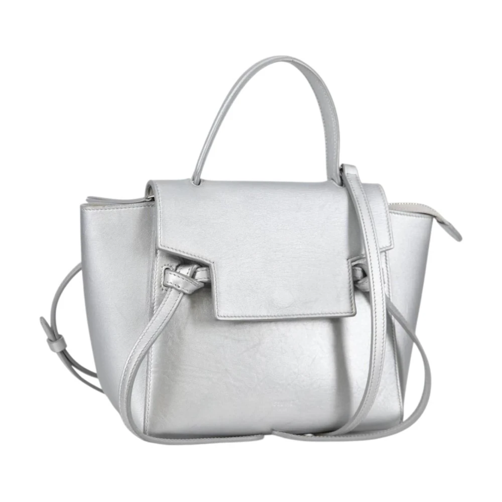 Celine Vintage Women's Gray Pre-Owned Metallic Leather Handbag