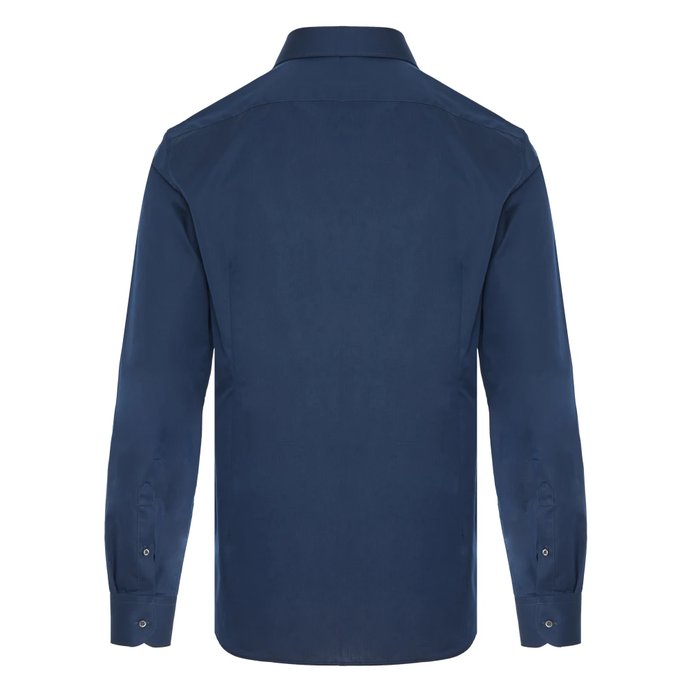 Corneliani Katoenen Twill Overhemd Made in Italy Blue Heren