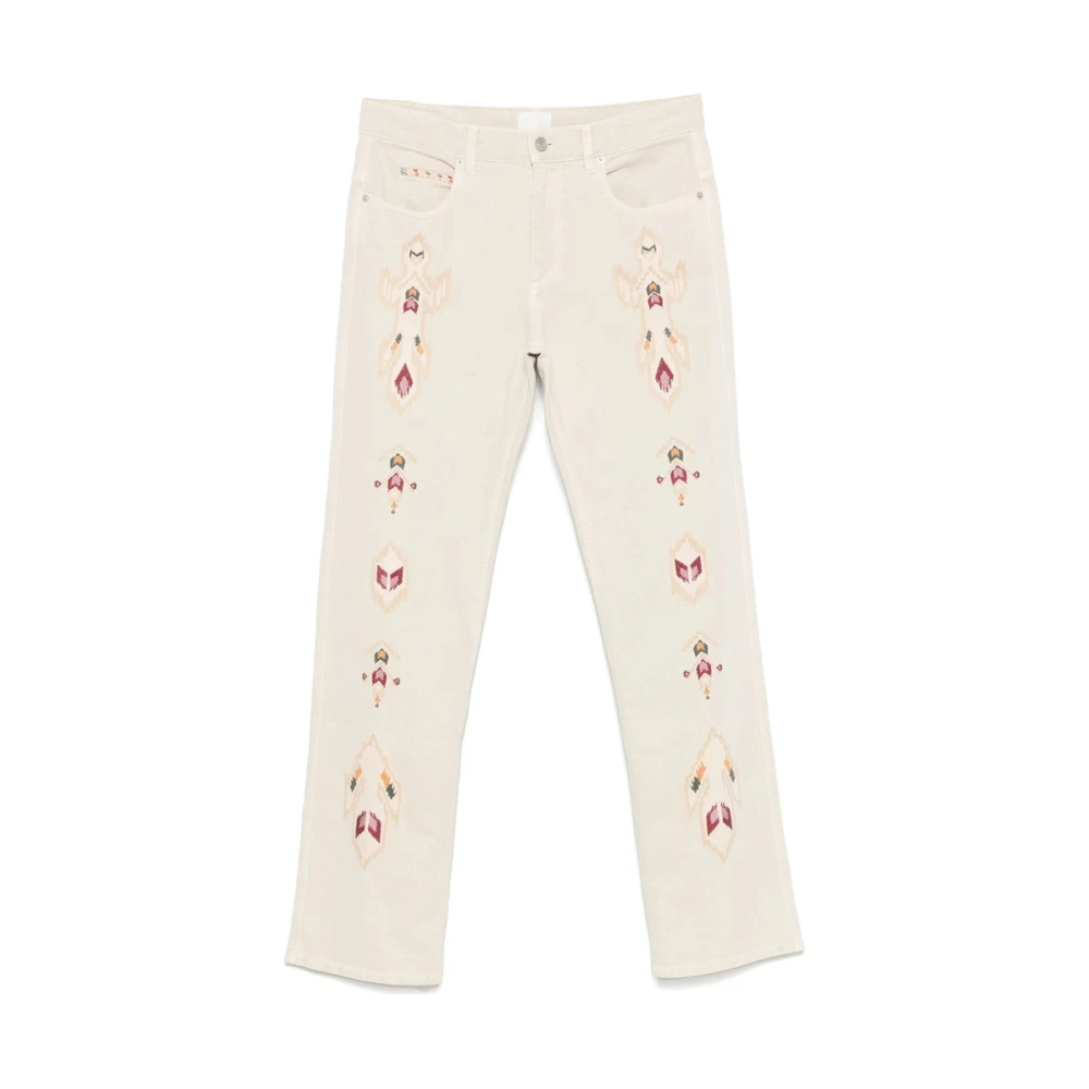 Isabel marant Ecru Geborduurde Voorste Knoop Jeans Beige Heren