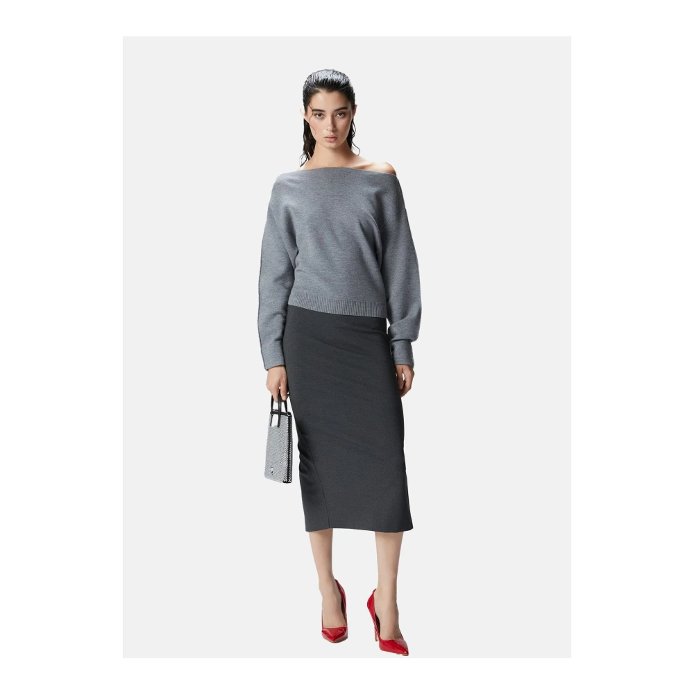 pinko Compacte Wollen Trui Herfst Winter Collectie Gray Dames