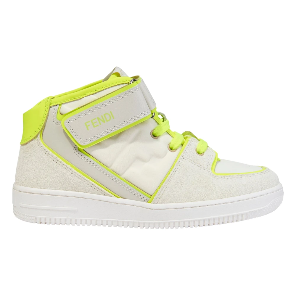 Fendi Unisex Kids Beige Leather Logo Trainers - Kids Sneakers - 27 Eu - Kids