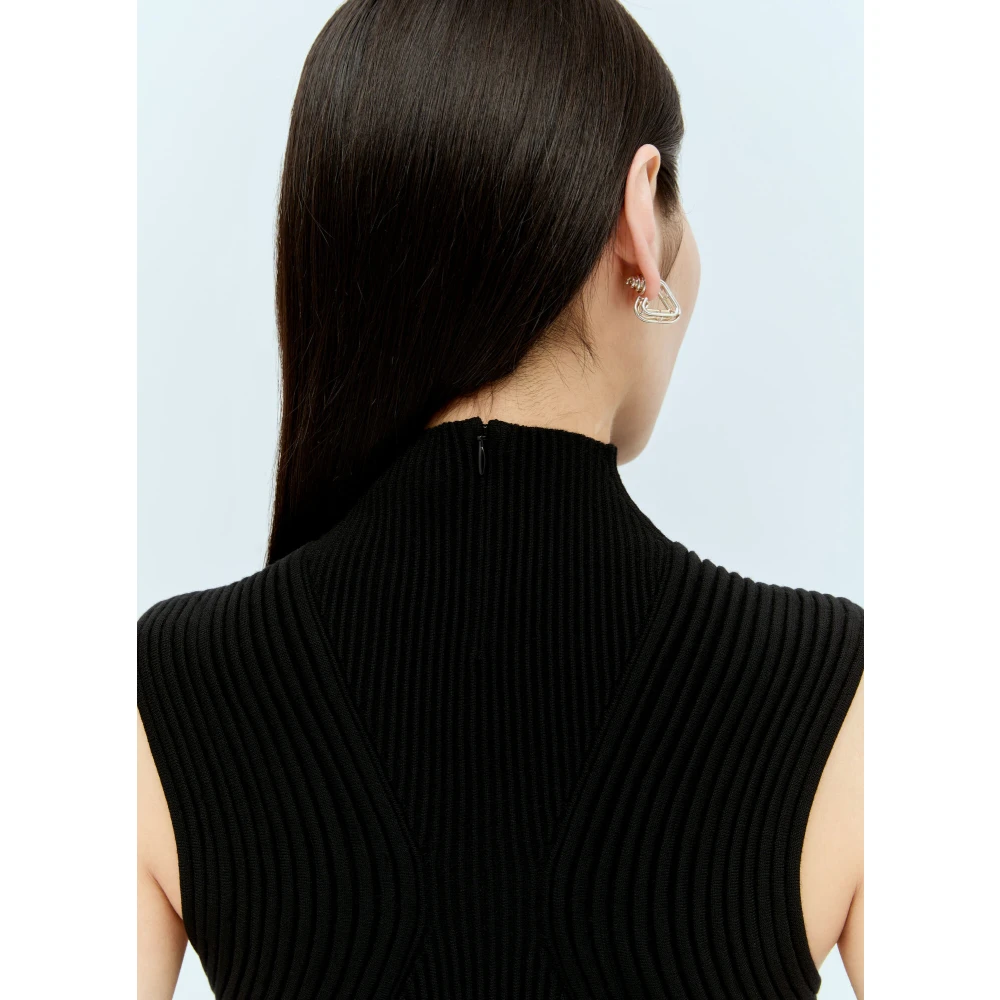 Chloé Wool Knit High-Neck Crop Top Black Dames