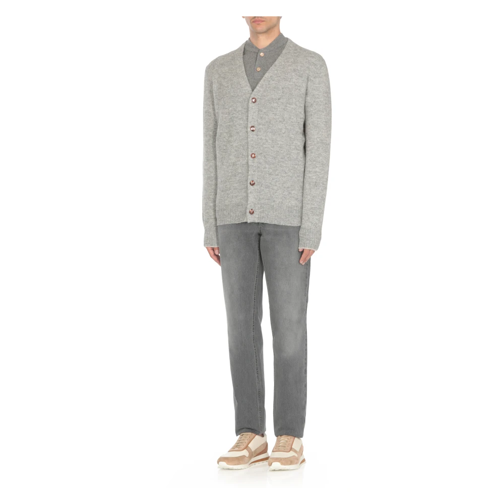 BRUNELLO CUCINELLI Grijze Alpaca Blend V-Hals Vest Gray Heren