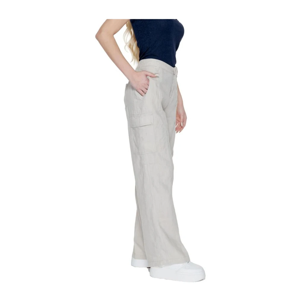 Street One Beige Linnen Bootcut Broek Collectie Beige Dames
