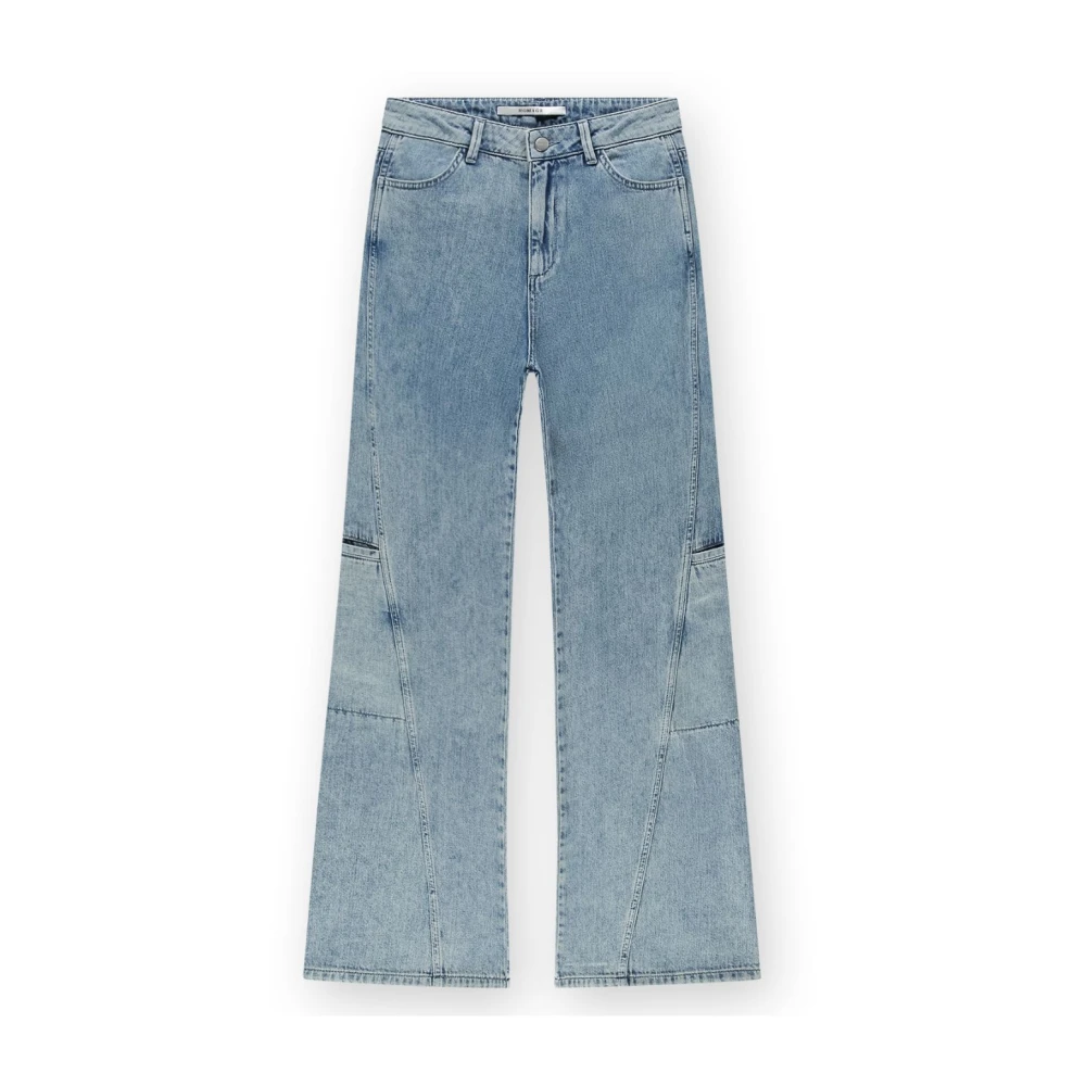 Homage Straight Leg Cargo Jeans Blauw Zijzakken Blue Dames