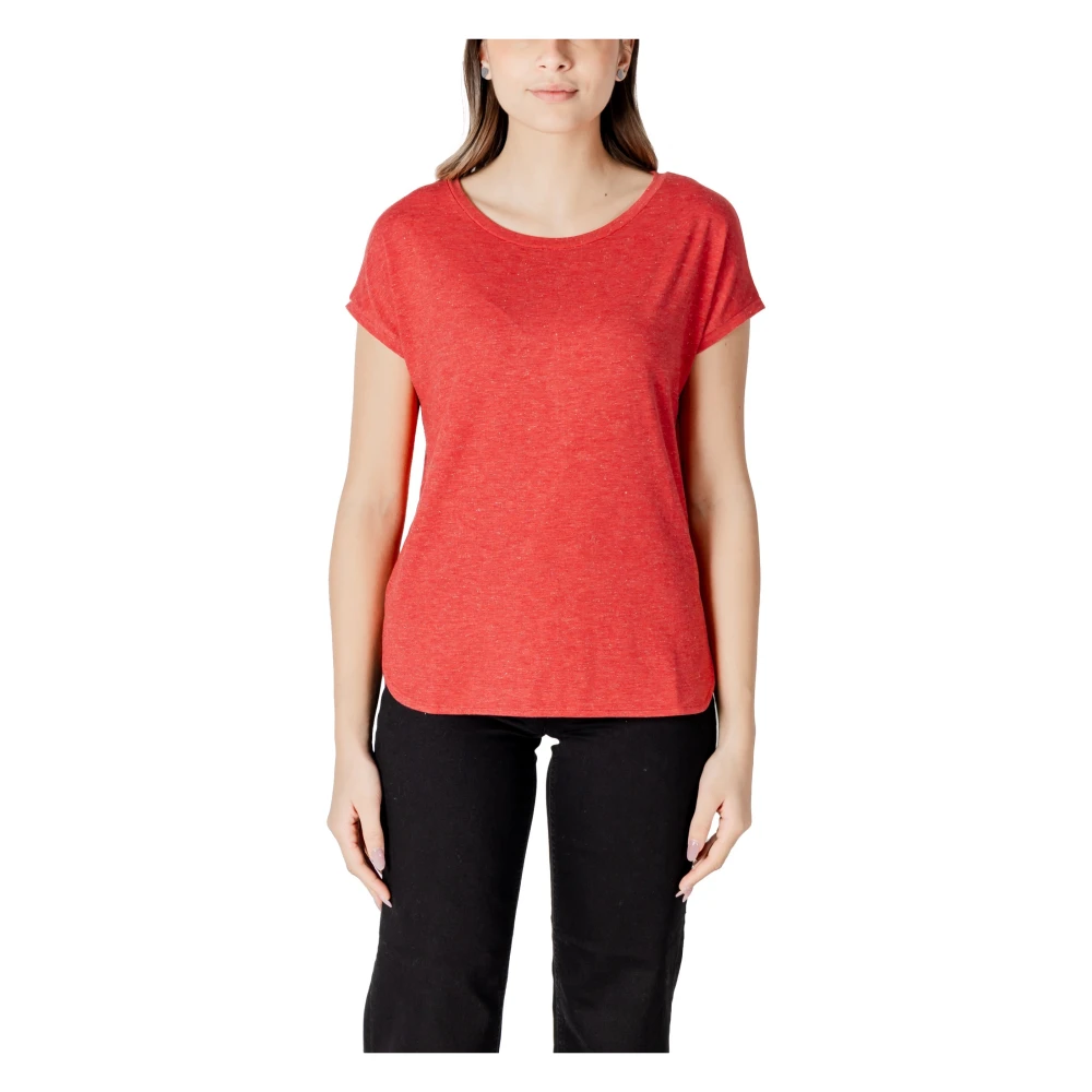 Ichi Rode Korte Mouw T-shirt Red Dames