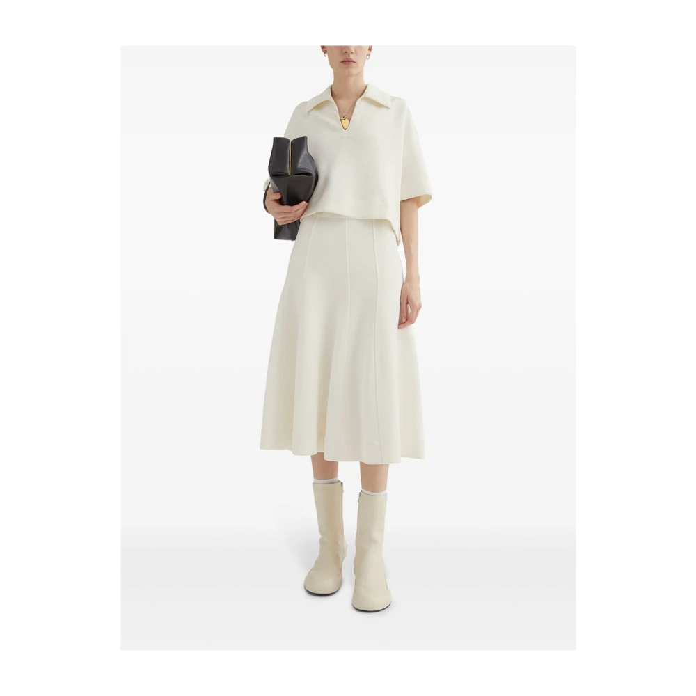 Jil Sander Witte Gepaneelde Uitlopende Rok White Dames