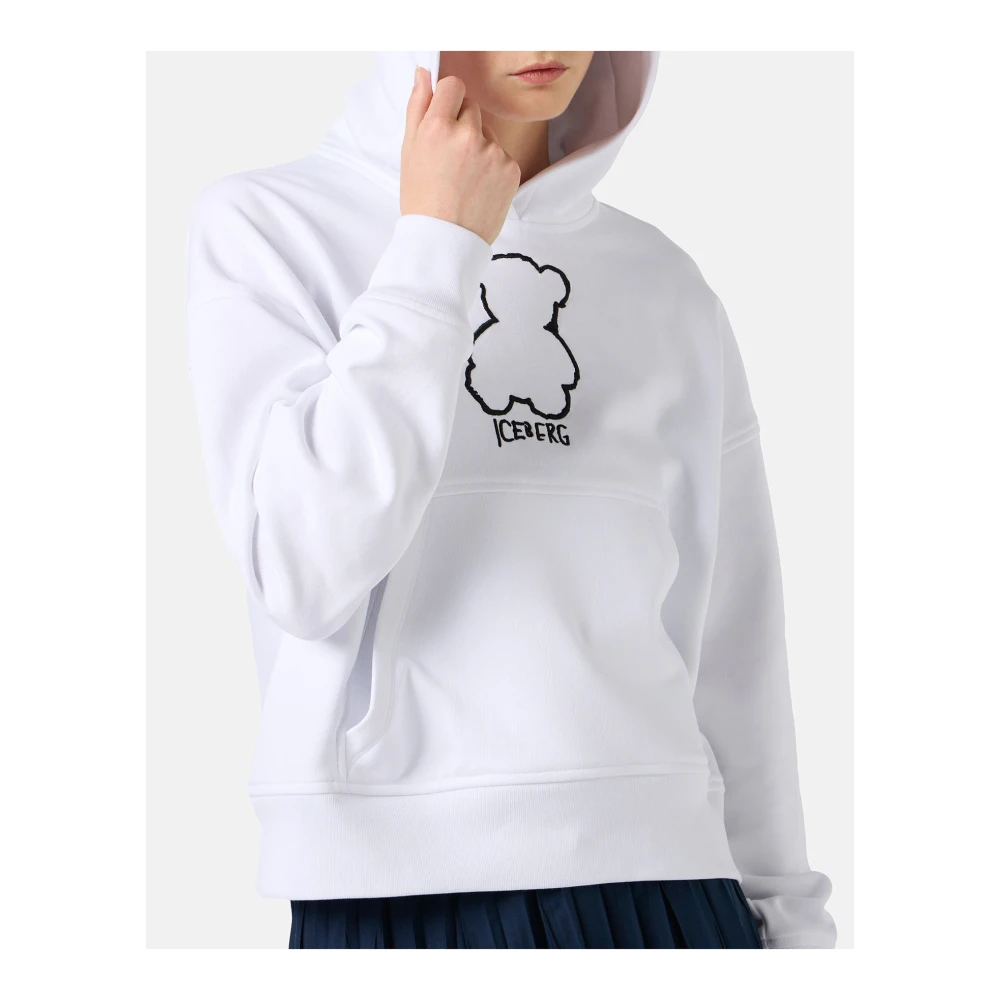 Iceberg Geknipte pasvorm hoodie van wit katoen White Dames