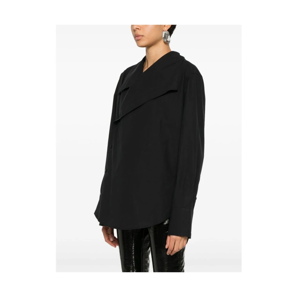 JW Anderson Zwart Poplin Asymmetrisch Shirt Ontwerp Black Dames