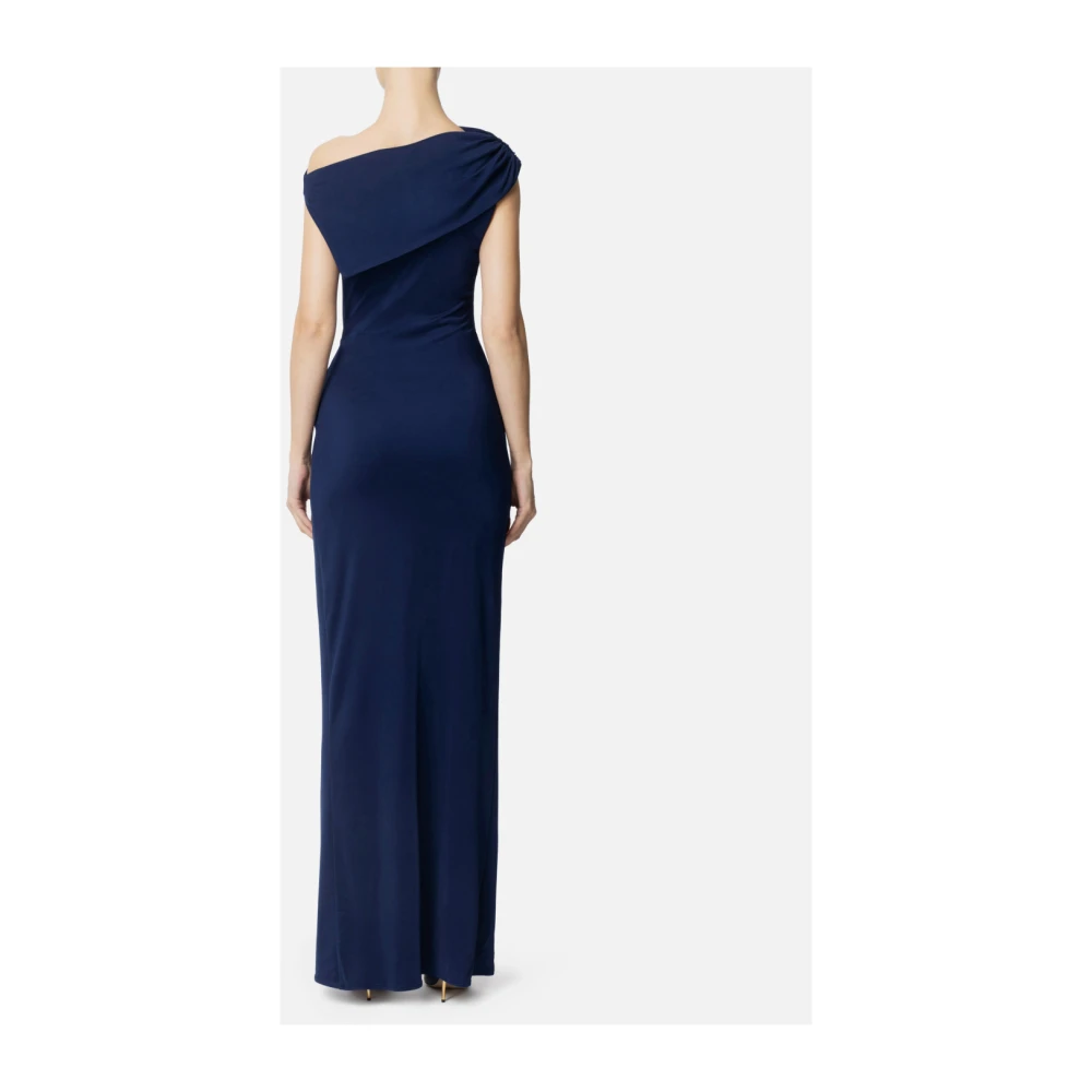 Elisabetta Franchi Asymmetrische Jersey Red Carpet Jurk Blue Dames