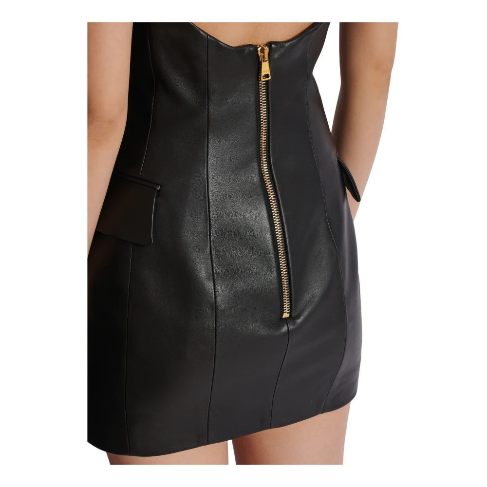 Balmain Lamsleren halternek jurk Black Dames