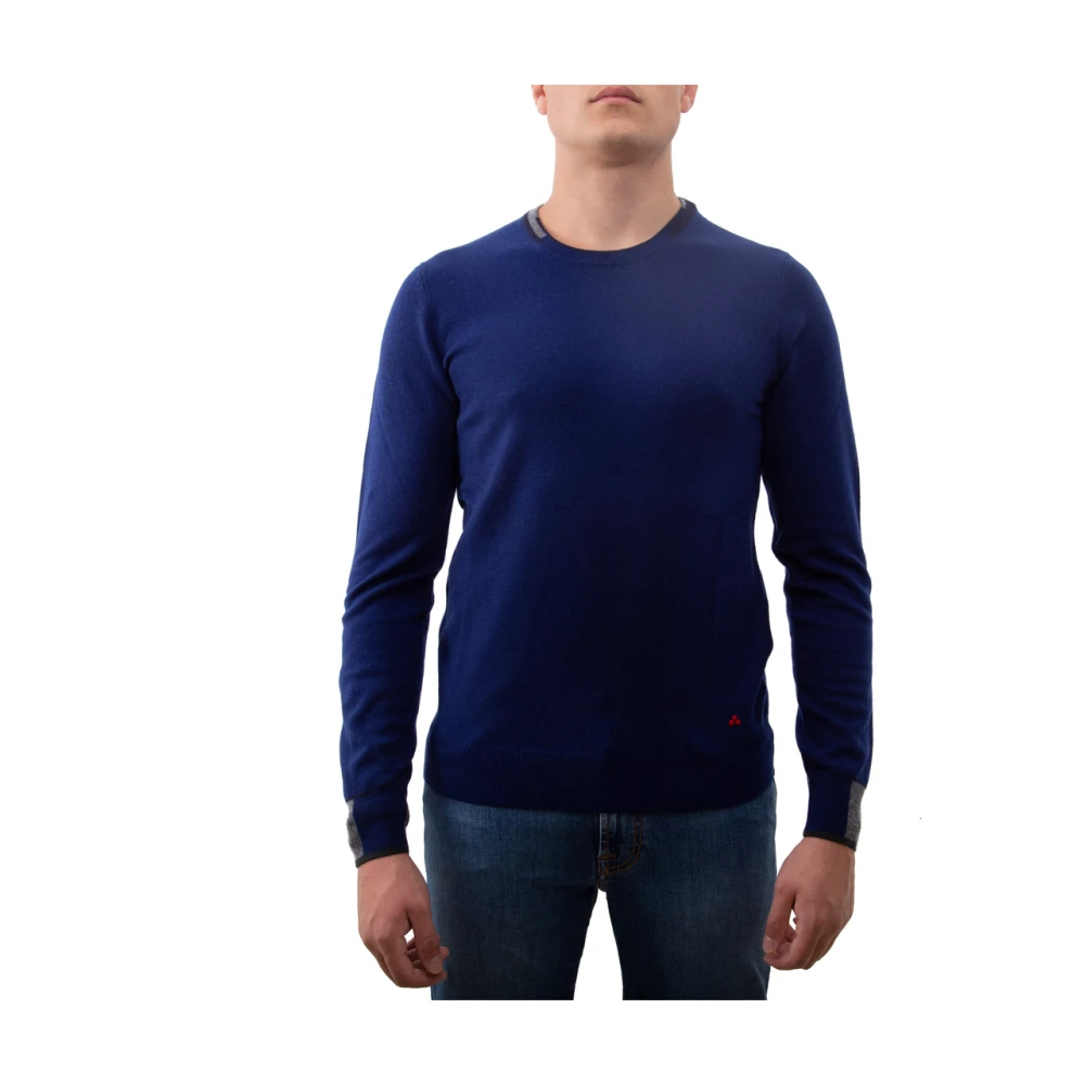 Peuterey Slim Fit Sweatshirt van wolmix met contrasterende randen en geborduurd logo Blue Heren