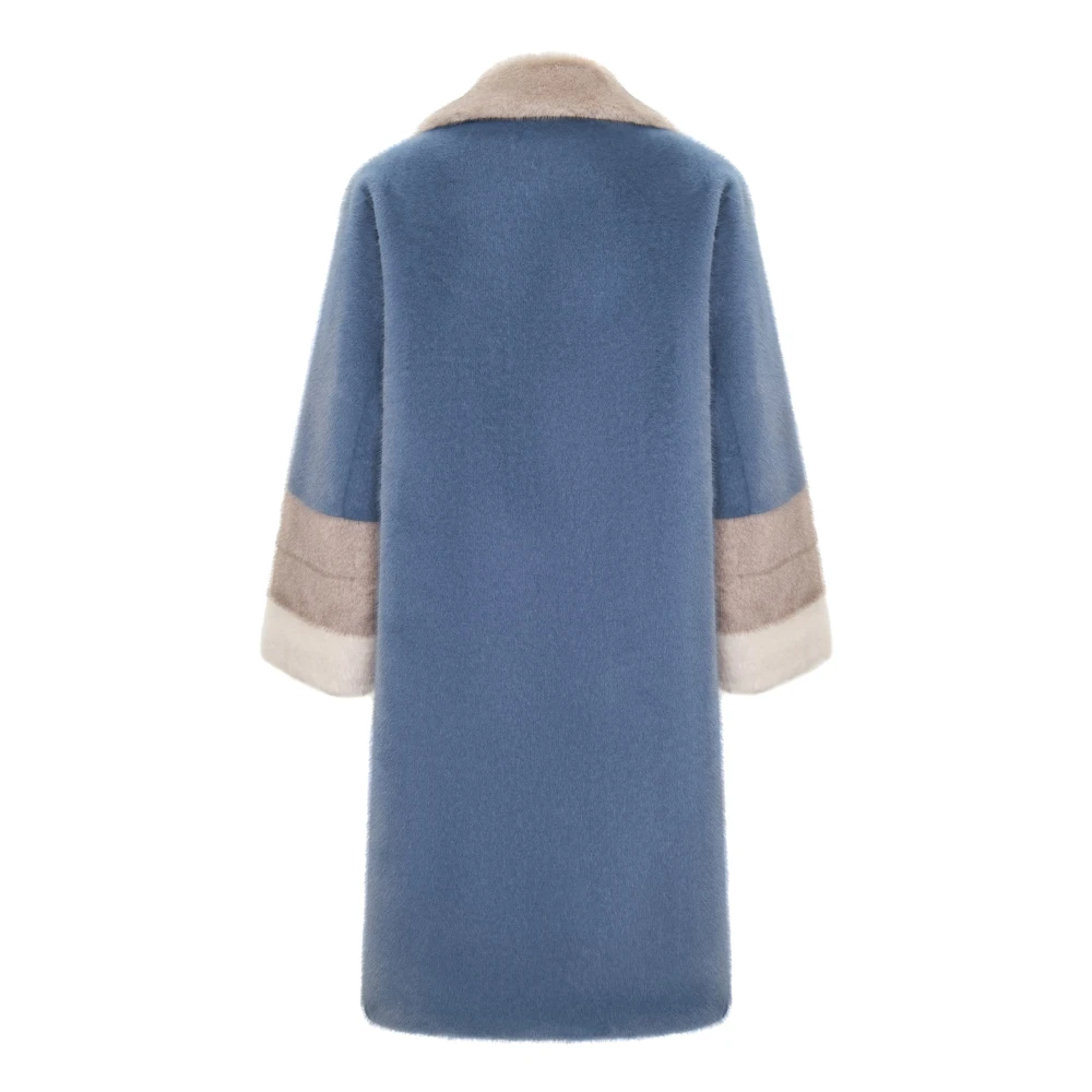 Cesare Gaspari Schitterende Kristal Nep Bontjas Blauw Blue Dames