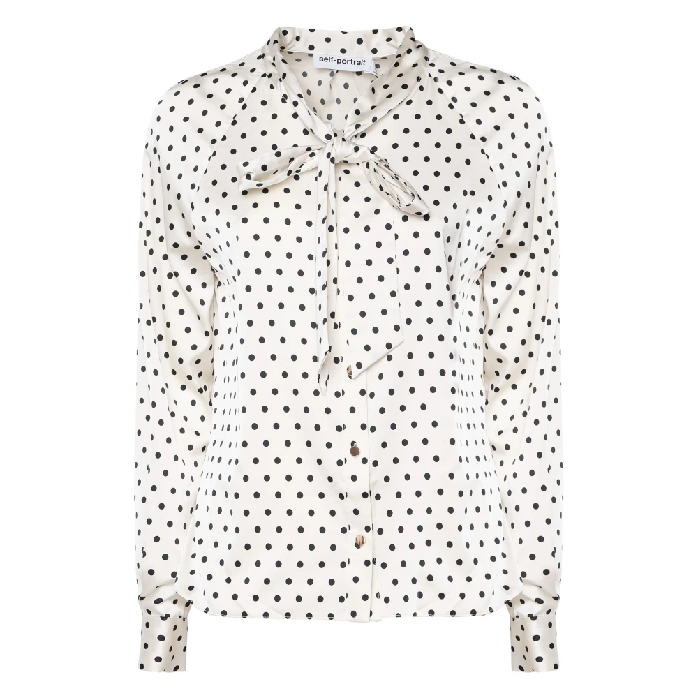 Self Portrait Polka Dot Blouse Lange Mouw Crème White Dames