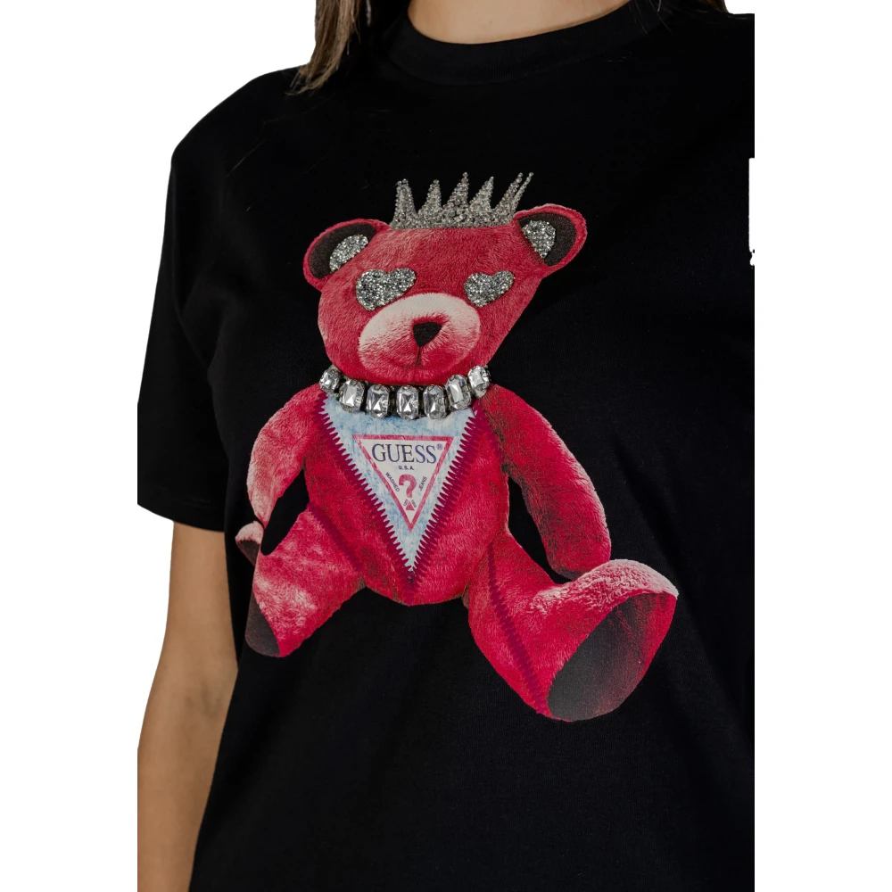 Guess Korte mouw katoenen T-shirt collectie Black Dames