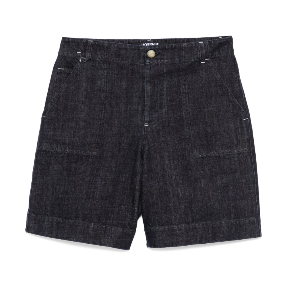 Jacquemus Indigo Blauwe Shorts met Geborduurd Logo Blue Heren