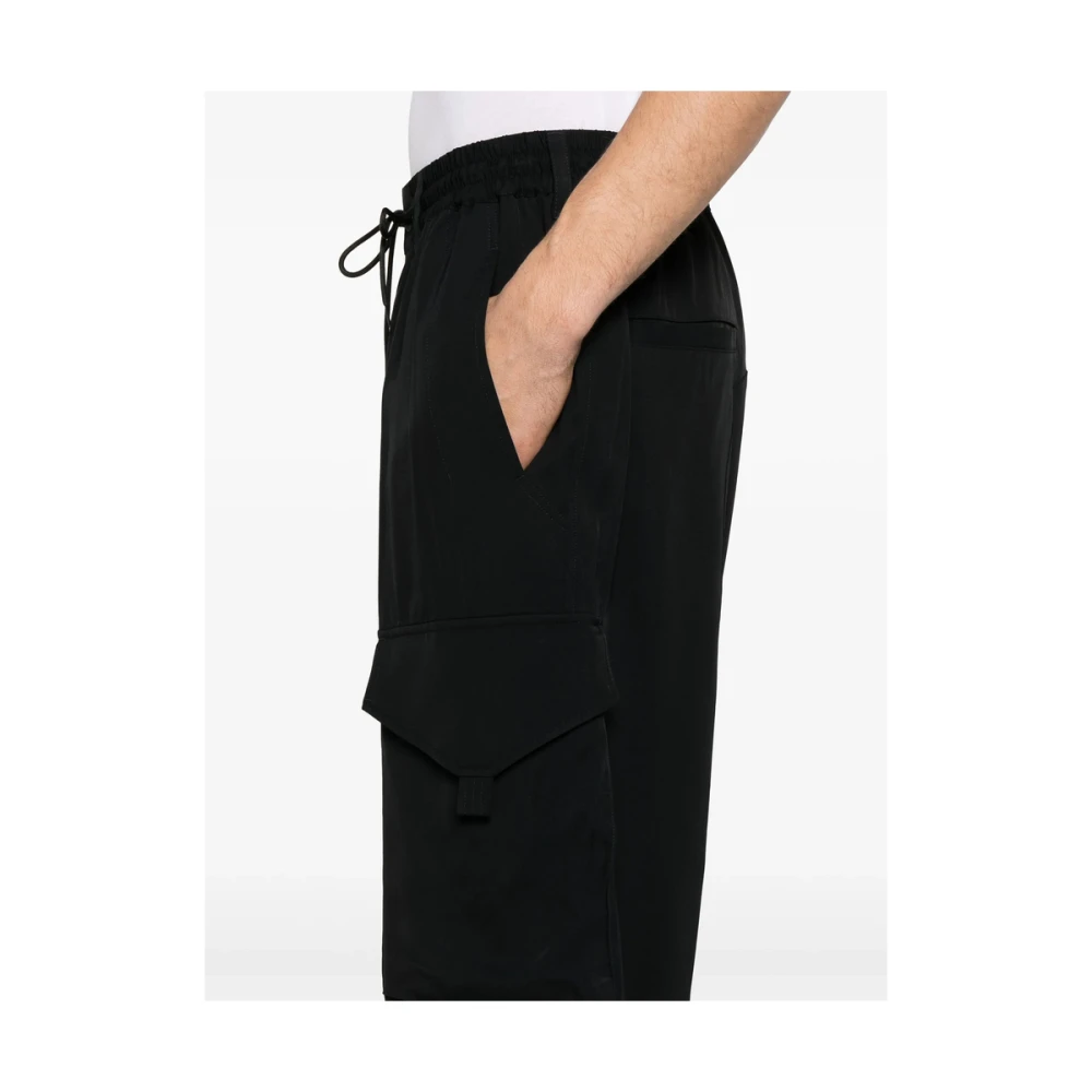 Y-3 Zwarte Cargo Broek met Elastische Details Black Heren