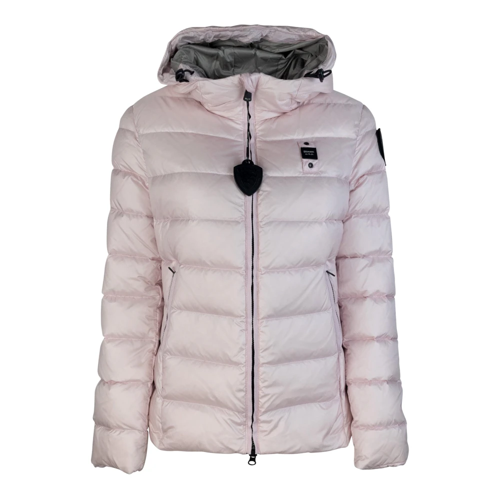 Blauer Roze Gewatteerde Nylonjas met Capuchon Pink Dames