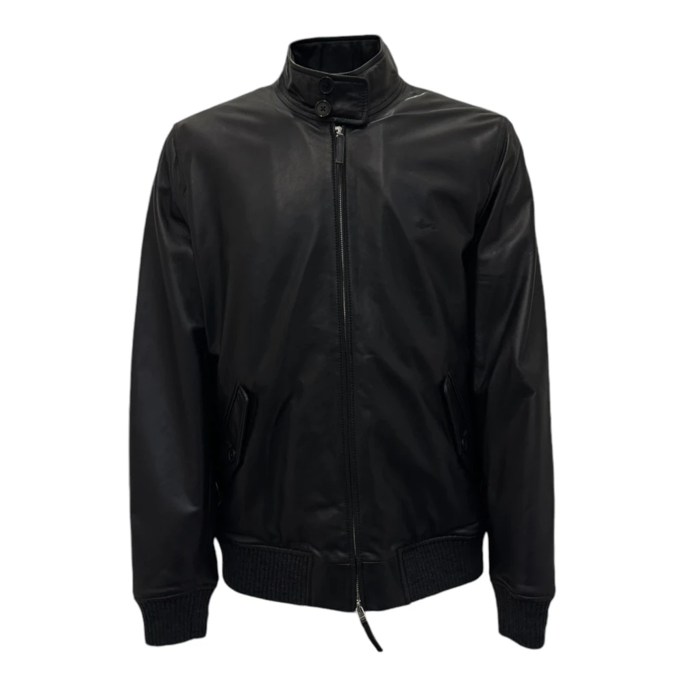 Harmont & Blaine Bomberjack in zwart leer voor mannen met logo op de voorkant XXL Black Heren