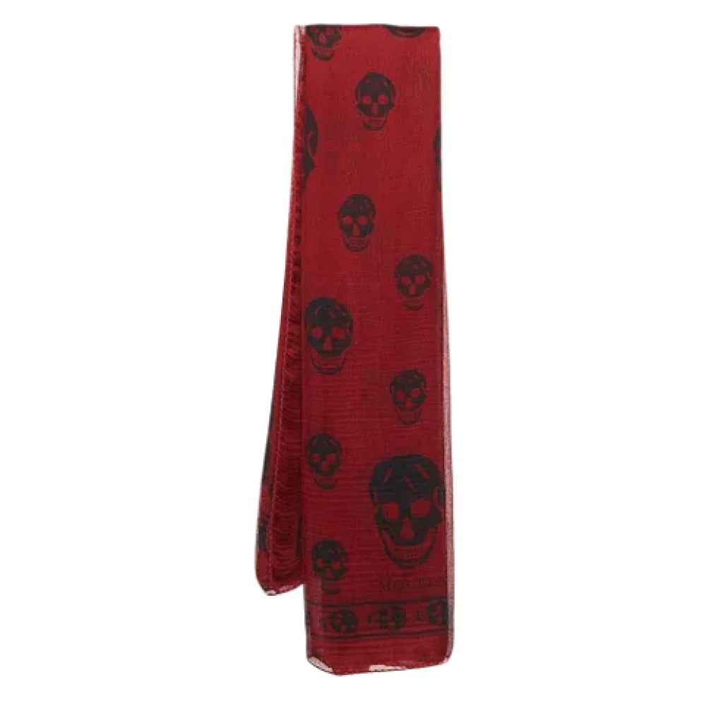 Alexander McQueen Pre-owned Silk scarves Red Unisex