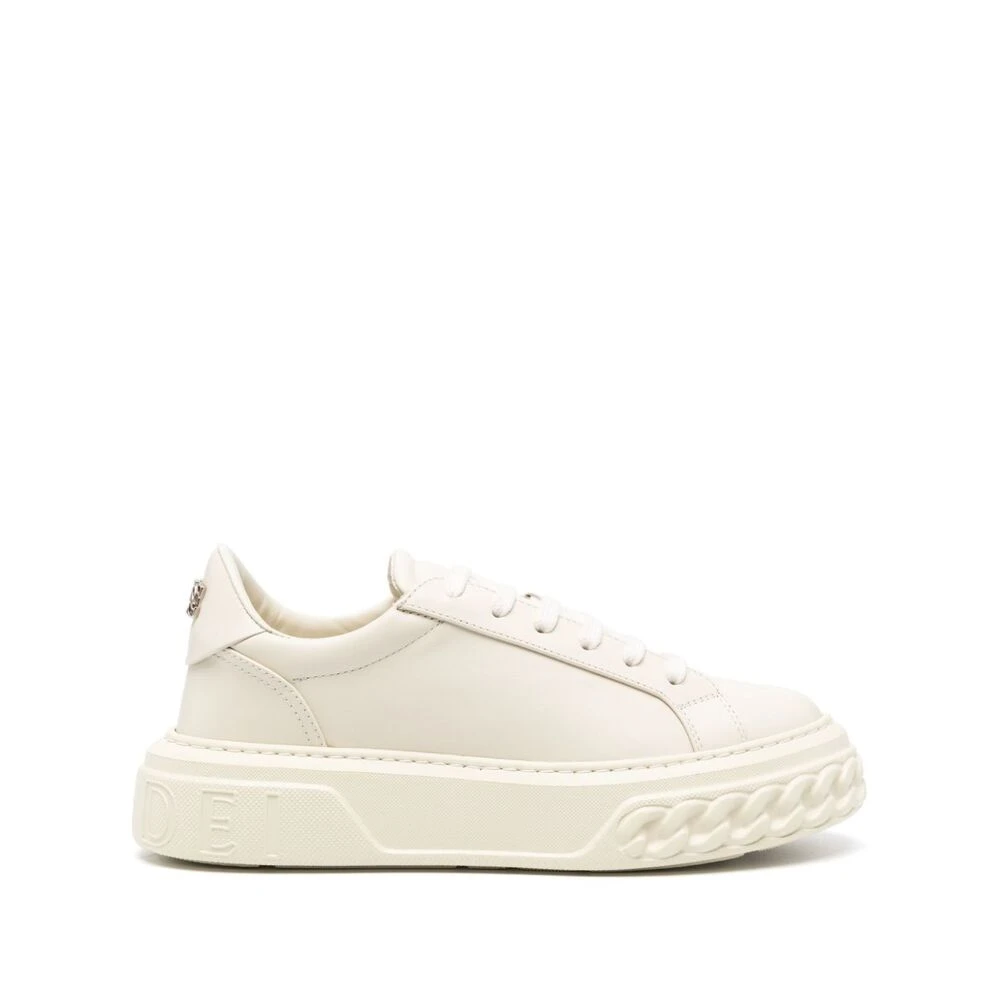 Casadei Witte Leren Veterschoenen Dames Schoenen Beige