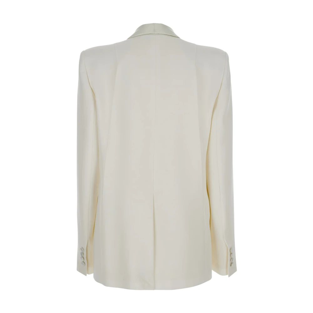 Victoria Beckham Witte Shawl Kraag Jas Vrouw Stof White Dames