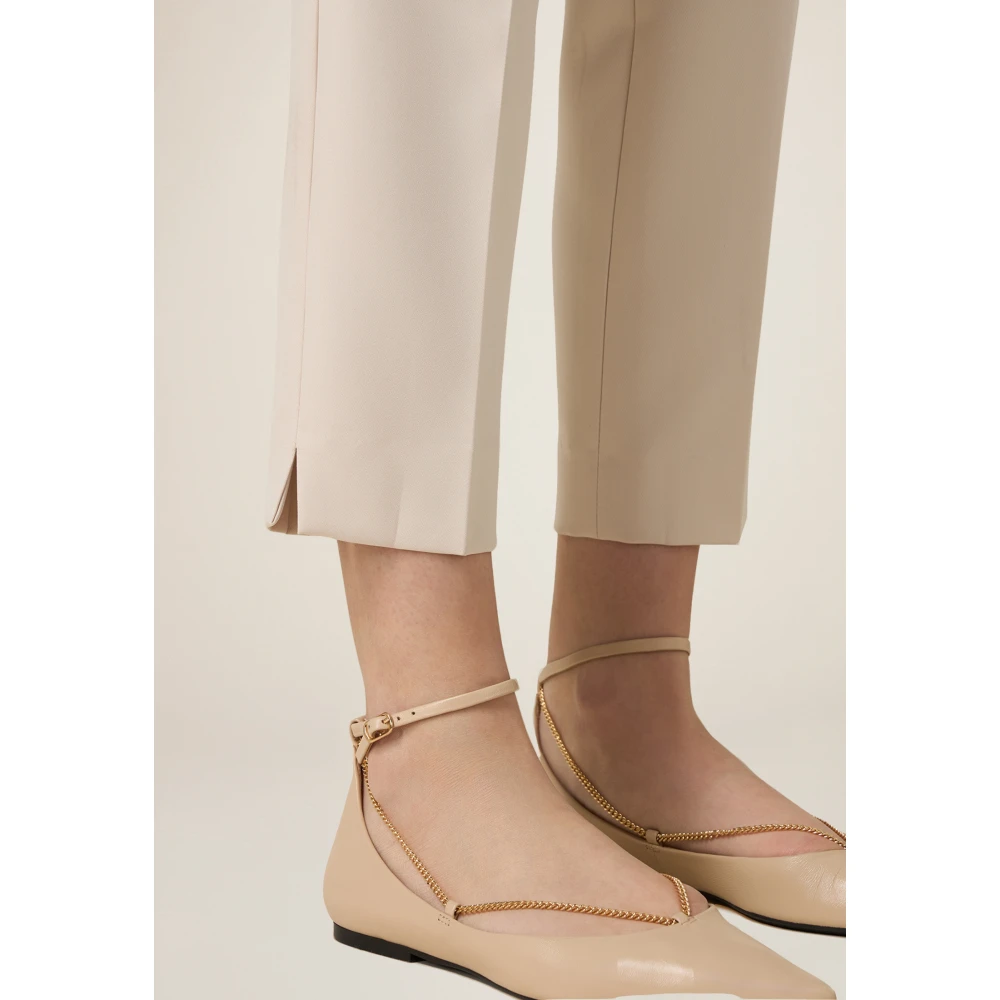Oltre Technische Stof Rechte Pijp Broek Beige Dames