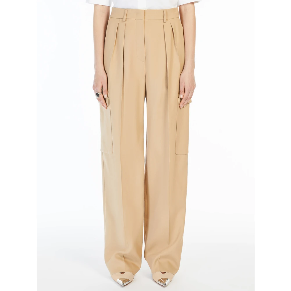 SPORTMAX Cargo Broek Beige Katoen Viscose Beige Dames