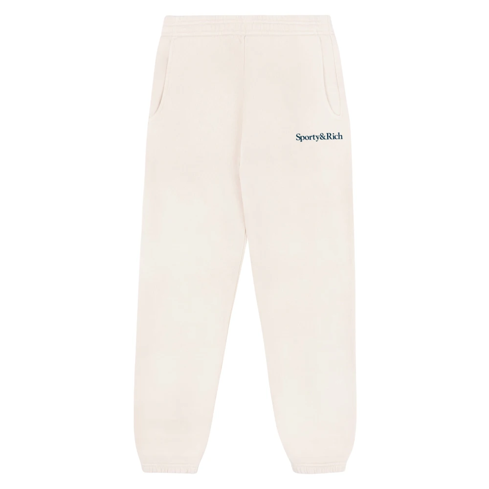 Sporty & Rich Beige Sweatpants, Unisex, 6 Y, Serif Logo Joggers