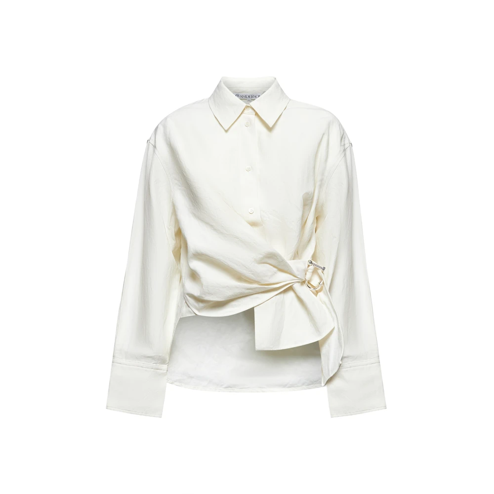 JW Anderson Asymmetrische Ivoorblouse met Gedraaide Details Beige Dames