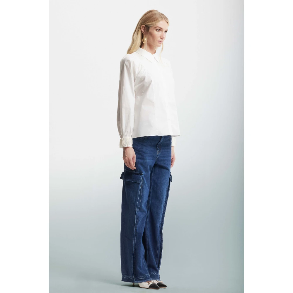 Kocca Elegante Shirt met Gerimpelde Schouders White Dames
