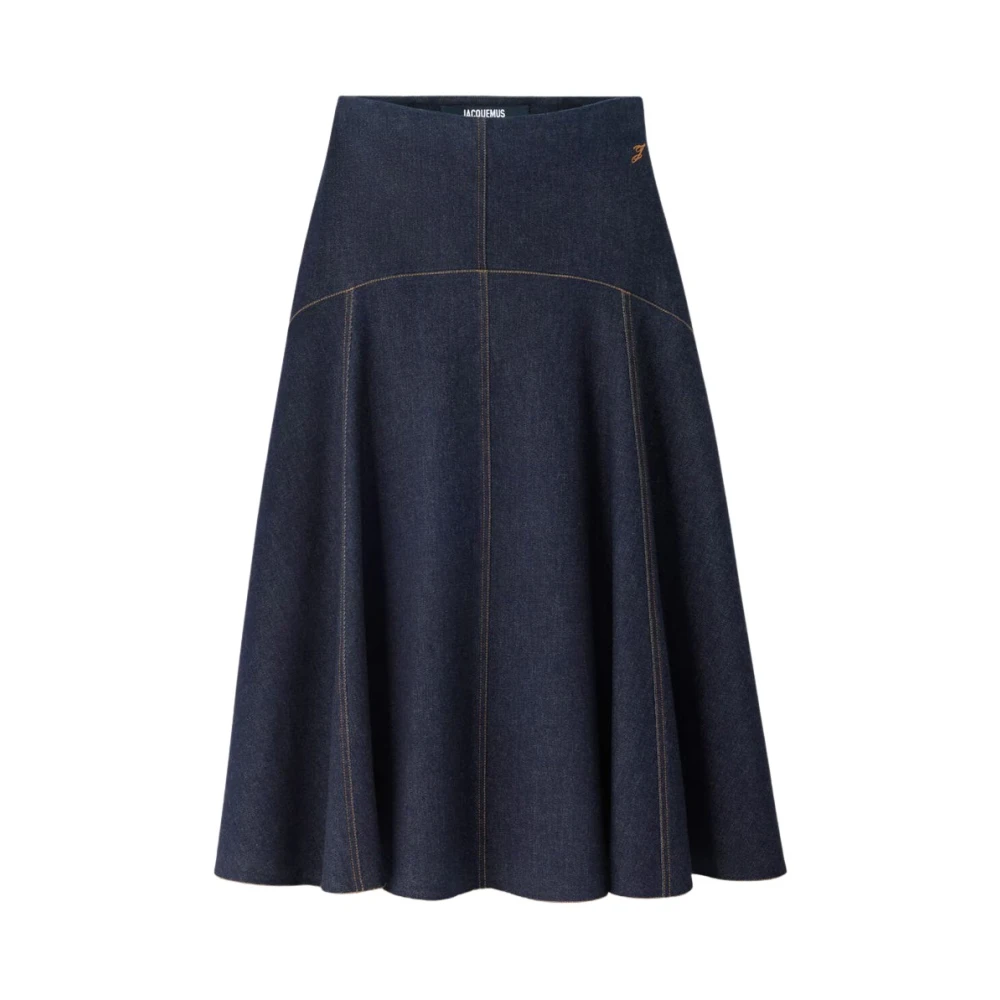 Jacquemus Blue Denim Skirts, Female, W28, Denim Triangle Skirt Dark Navy