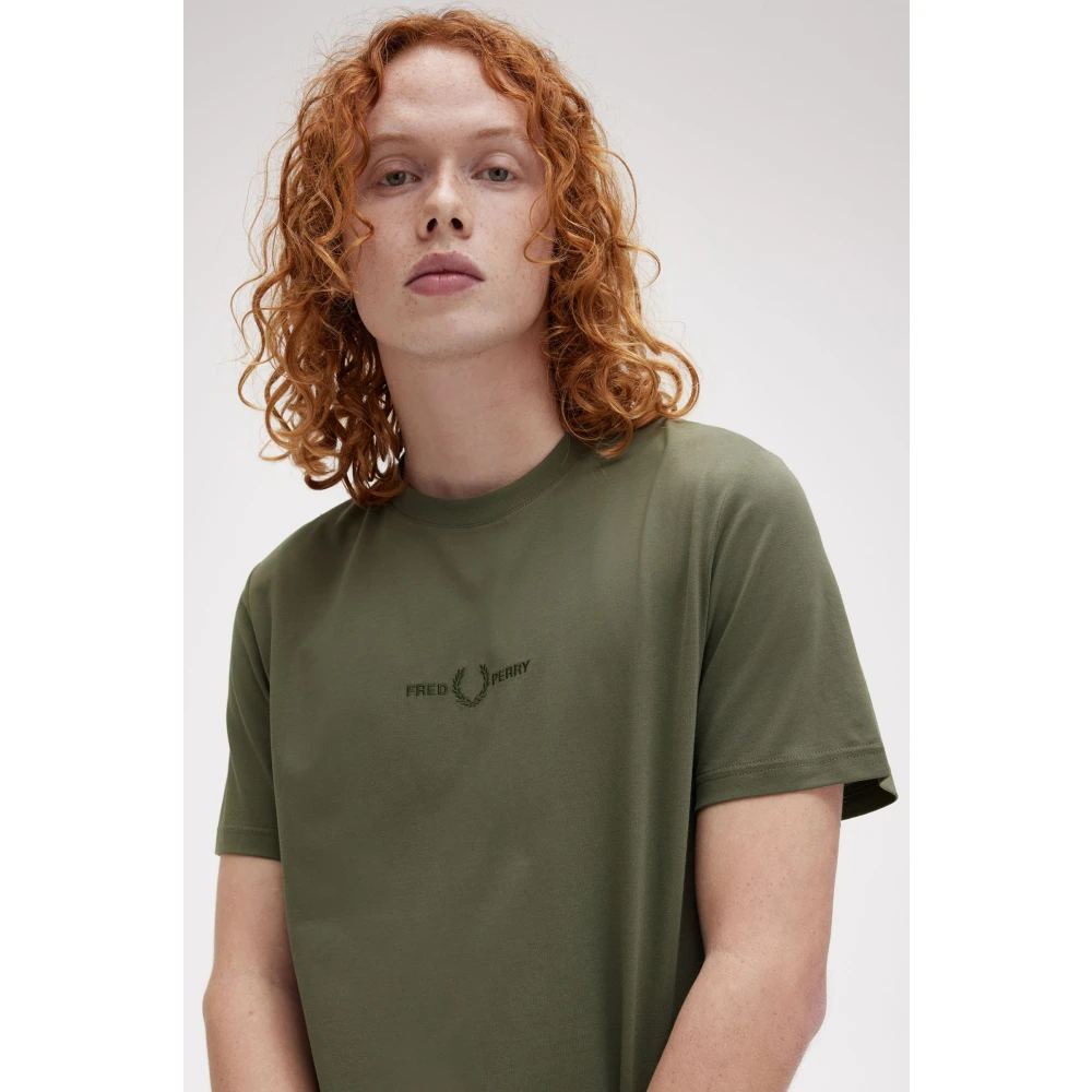 Fred Perry Geborduurd T-shirt Groene Top Green Heren