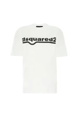 Vit Bomull T-shirt för Män