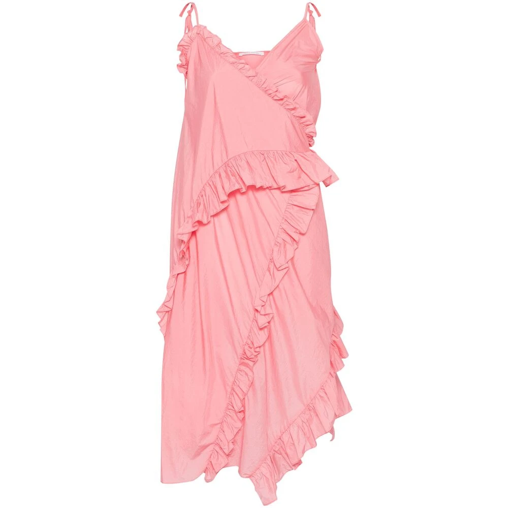 Cecilie Bahnsen Women's Pink Flamingo Ruffled Dress With Tie-Fastening Straps