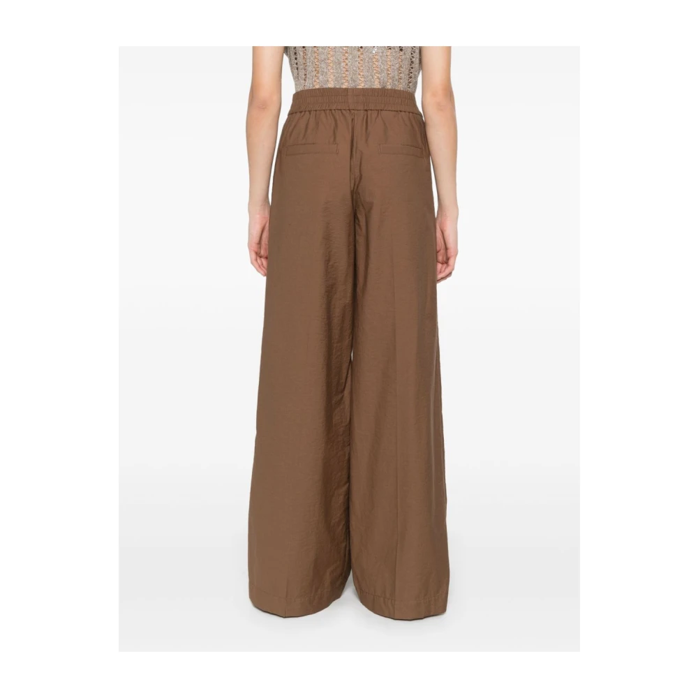 BRUNELLO CUCINELLI Leren Bruine Broek Brown Dames
