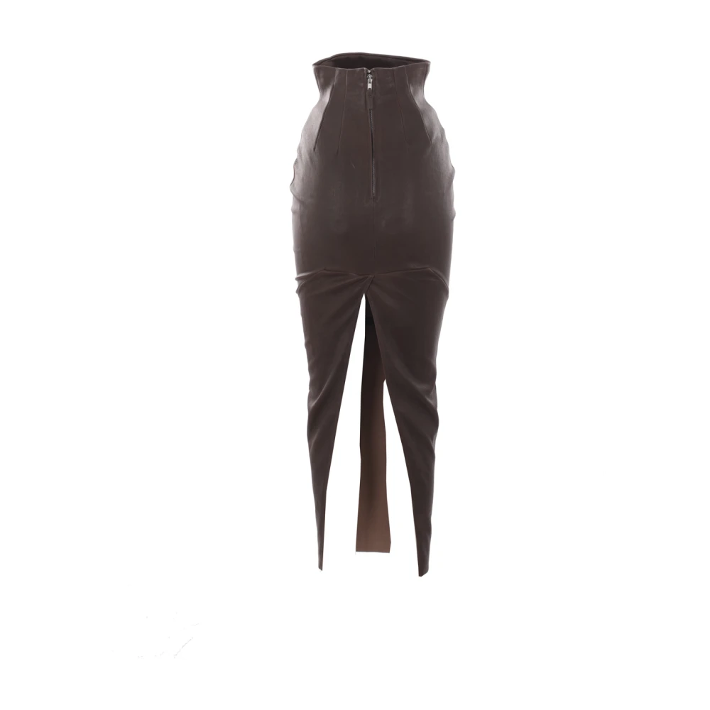 Rick Owens Bruine leren kokerrok Brown Dames