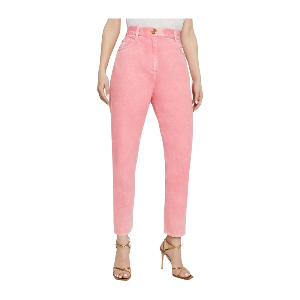 Balmain Roze boyfriend jeans met monogram Pink Dames