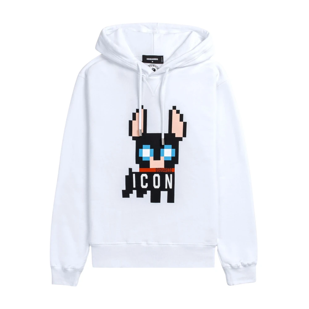 Dsquared2 Svarta Sweaters med Icon Cool Hoodie White, Herr