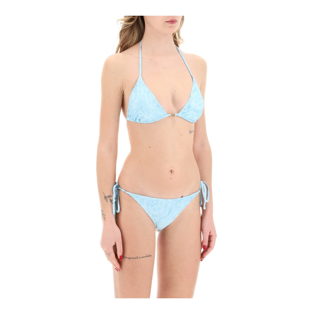 Versace Barok Driehoek Bikini Top Blue Dames