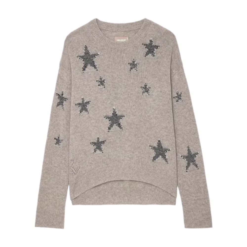 Zadig & Voltaire Sterren Tweed Trui Latte Beige Dames