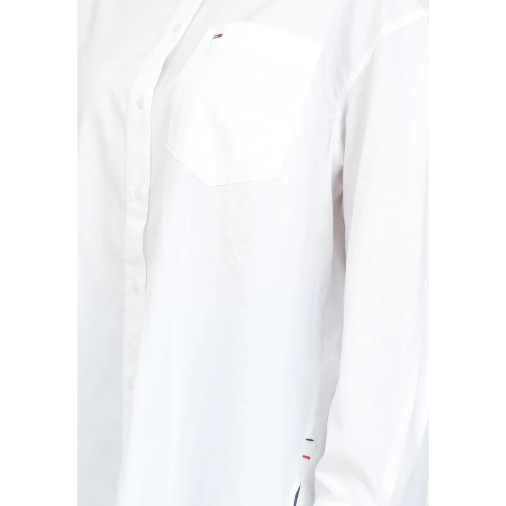 Tommy Jeans Witte Casual Shirt met Vlag Borduurwerk White Dames