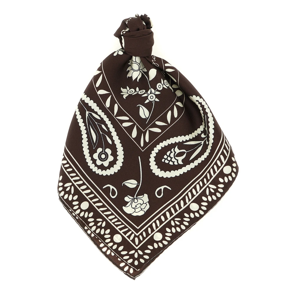 Alberto Biani Women's Brown Patterned Silk Scarf
