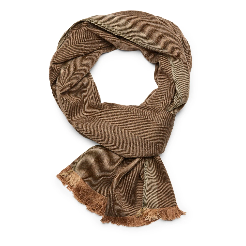 Boggi Milano Herringbone Wollen Sjaal Beige Heren