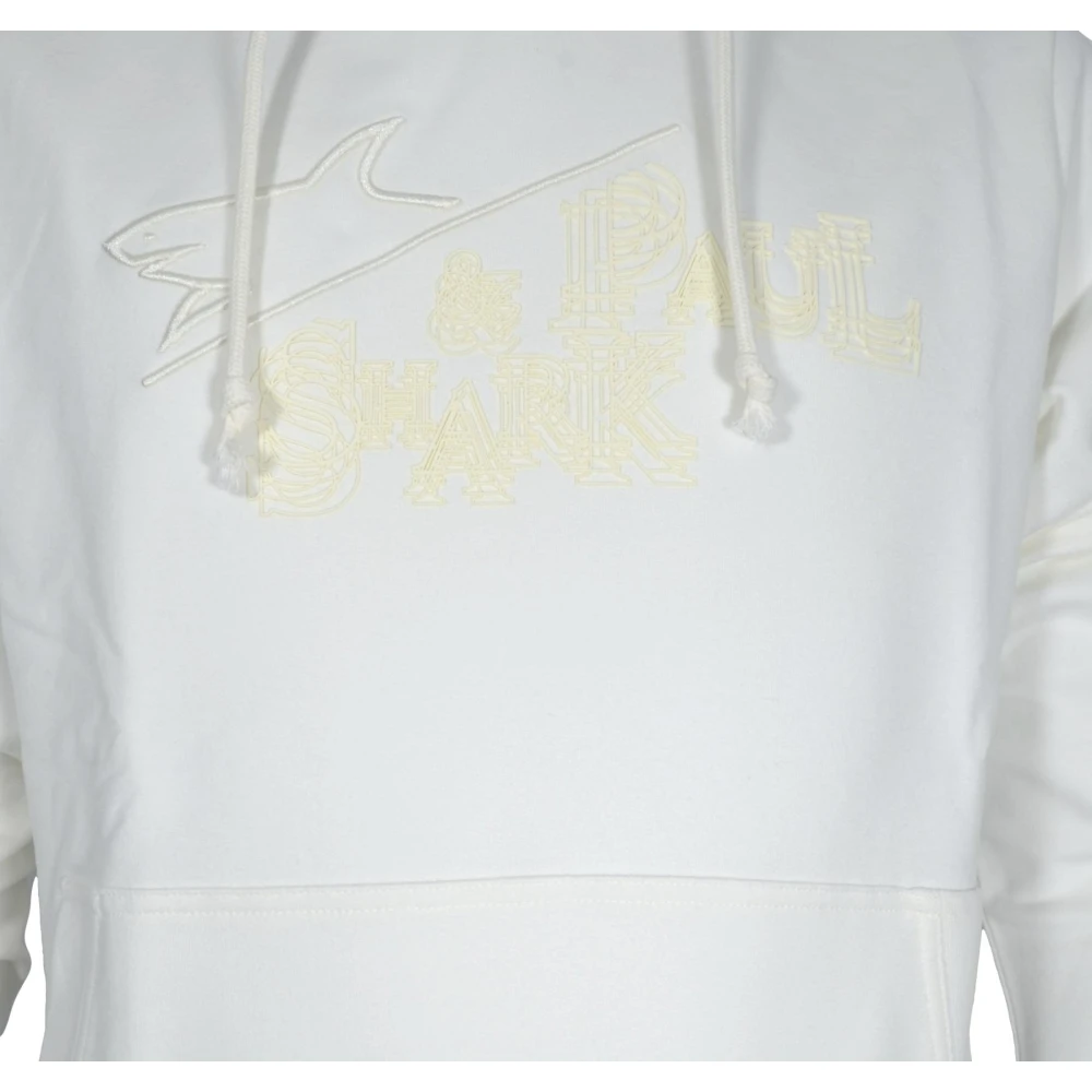 PAUL & SHARK Sportieve hoodie met reliëflogo White Heren