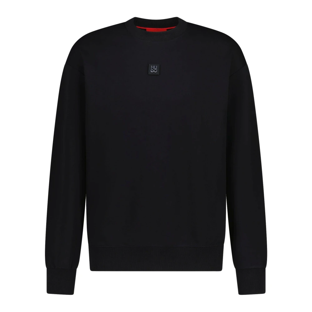 Hugo Boss Logo Sweatshirt Casual Bomull Rund Hals Black, Herr