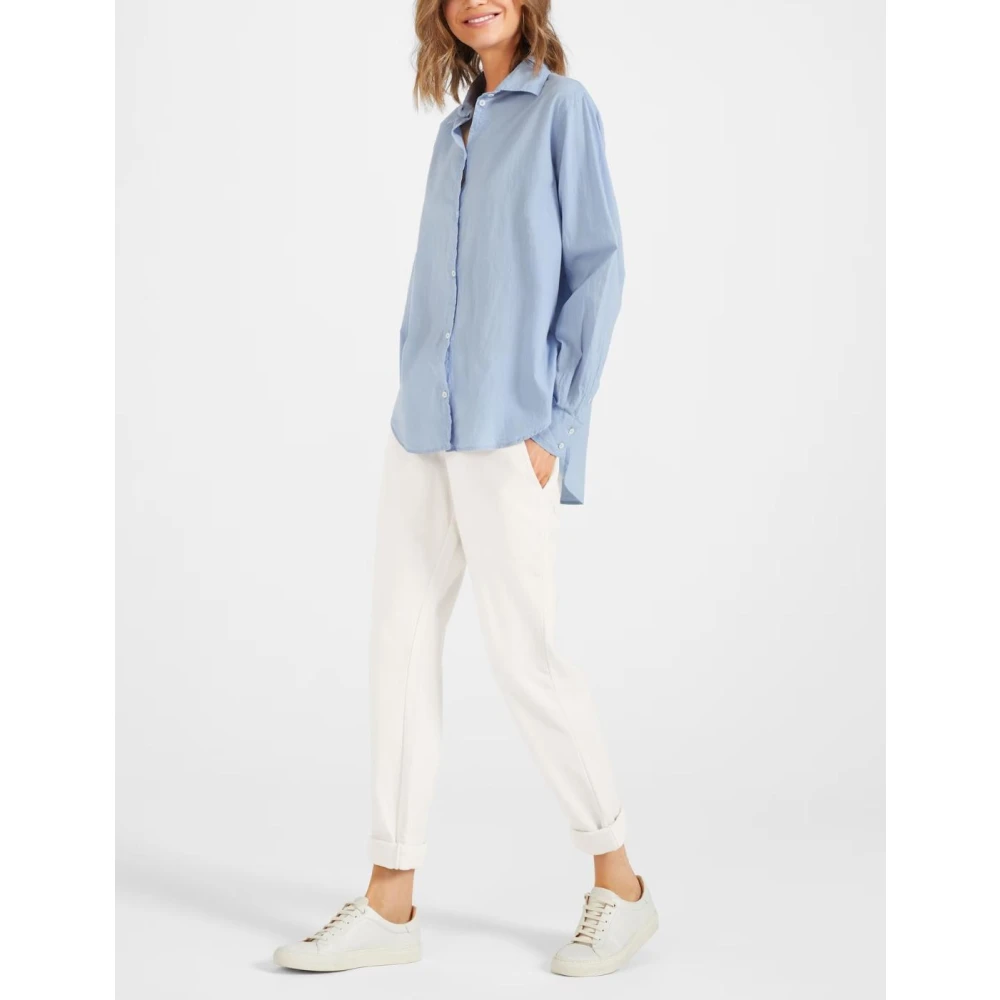 Juvia Blauw Katoenen Poplin Overhemd Knoopsluiting Blue Dames