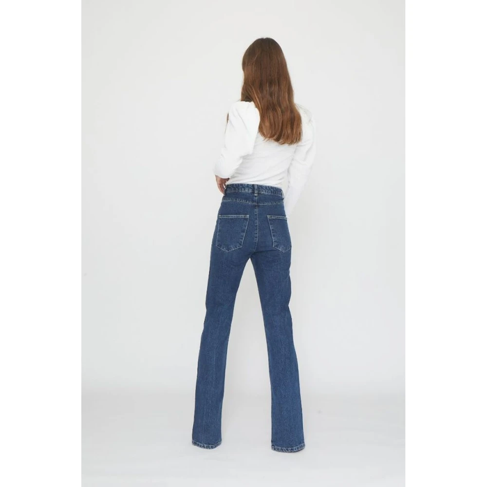 Rotate Birger Christensen Disco Flared High-Waisted Ankle-Zip Jeans Blue Dames
