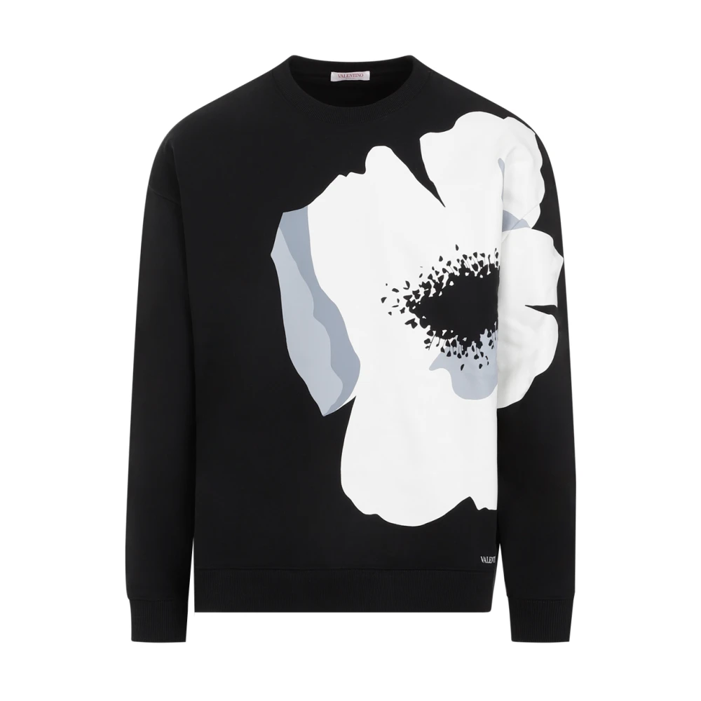Valentino Zwarte Katoenen Sweatshirt met Wit Logo Black Heren