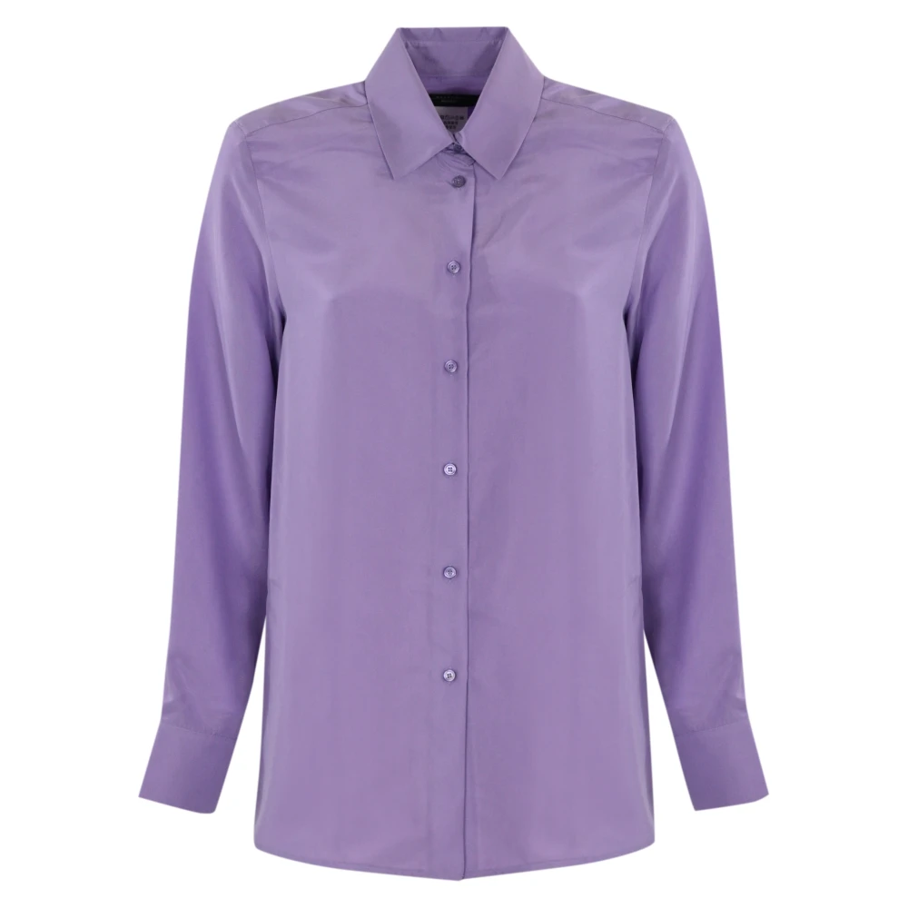 Max Mara Weekend Zijden Lila Shirt Lange mouw Knoopsluiting voorzijde Purple Dames